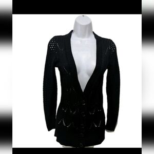 Take Out Fitted Babydoll Cardigan Sweater XS 90s Y2K Whimsigoth Black #2700